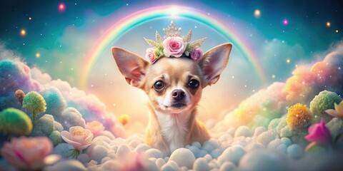 Surreal Chihuahua Photo: Dreamy Pet Portrait, Fantasy Dog, Magical Pup, Whimsical Canine, Miniature Dog Photography