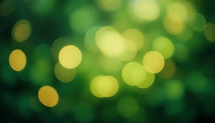 Obraz premium Abstract Green Bokeh Background with Bright Yellow and Lime Green Lights, Perfect for Nature, Ecology, or Spring Themes