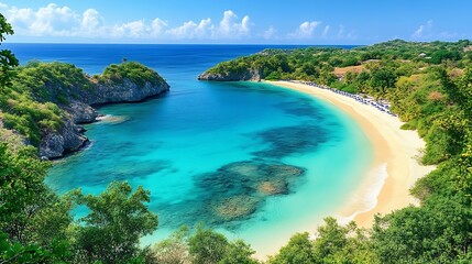 Secluded Tropical Beach Cove Paradise Scenic View