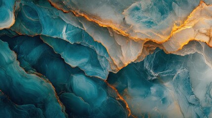 Naklejka premium ethereal abstract composition with flowing gradients of deep turquoise and burnt orange, creating organic crystalline patterns with geometric undertones