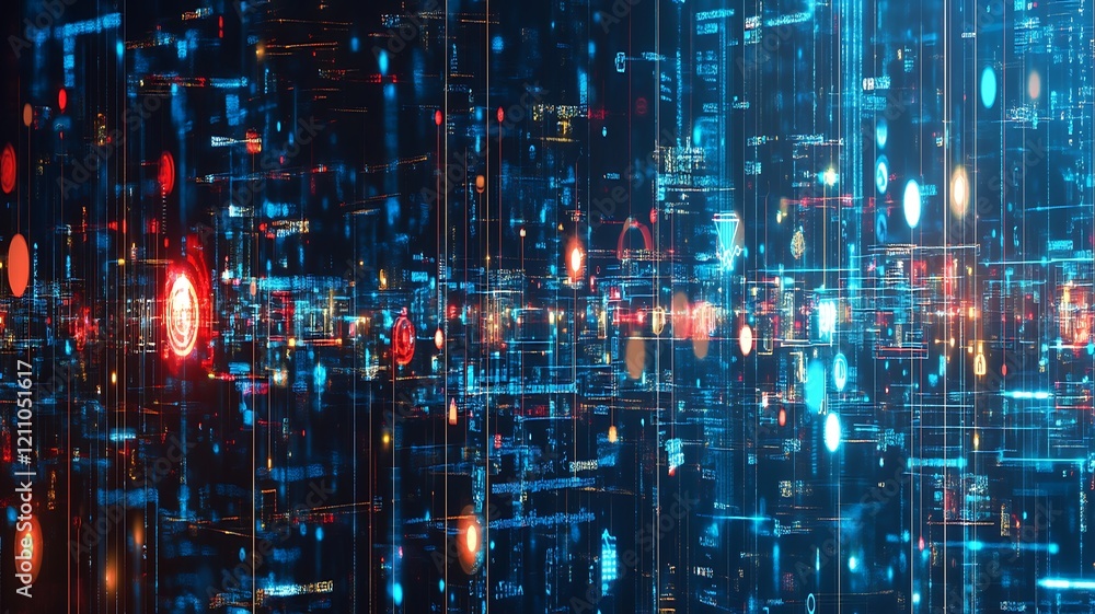Poster abstract digital data stream network visualization