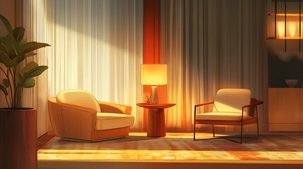 Sunlit Living Room with Two Comfortable Armchairs