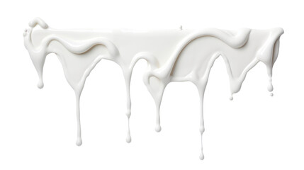 Dripping milk isolated on transparent white background, clipping path, Png file