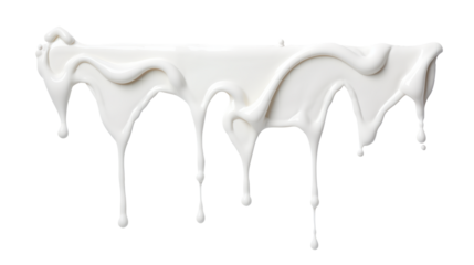 Dripping milk isolated on transparent white background, clipping path, Png file