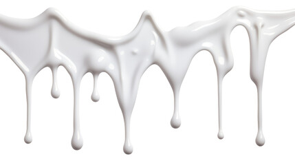 Dripping milk isolated on transparent white background, clipping path, Png file