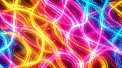 Naklejka premium Vibrant Abstract Neon Light Trails: A Symphony of Colors
