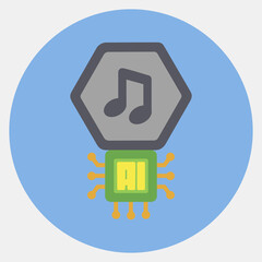 Icon ai music sound. Artificial intelligence elements. Icon in color mate style.