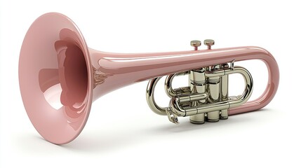 Obraz premium Elegant Light Pink Trumpet with Gold Valves on White Background