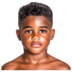 Portrait of Young Boy with Smooth Skin and Short Hair