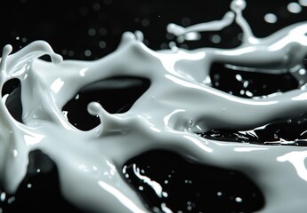 Dynamic white liquid splash against black background.