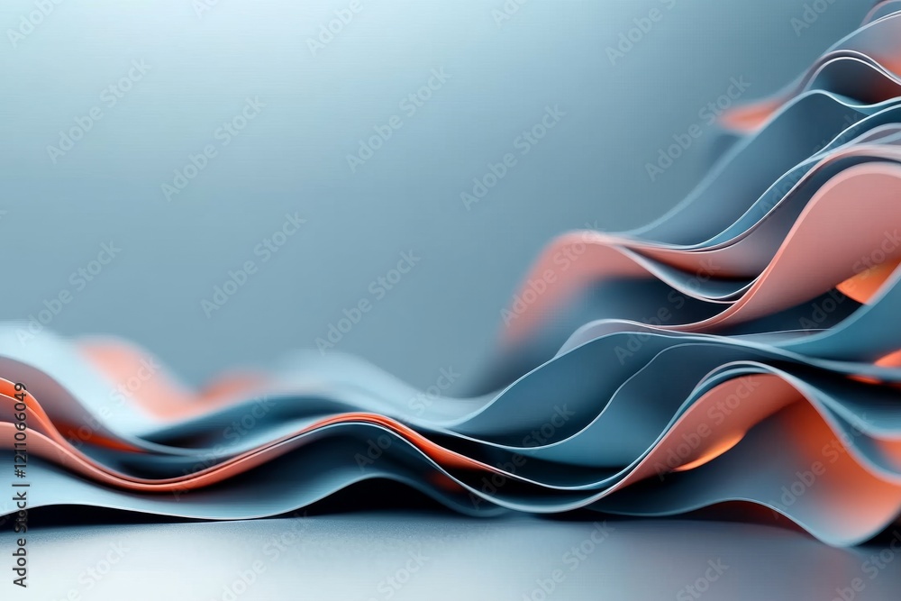 Poster abstract layers of colored paper creating a wave-like pattern in a calm artistic composition
