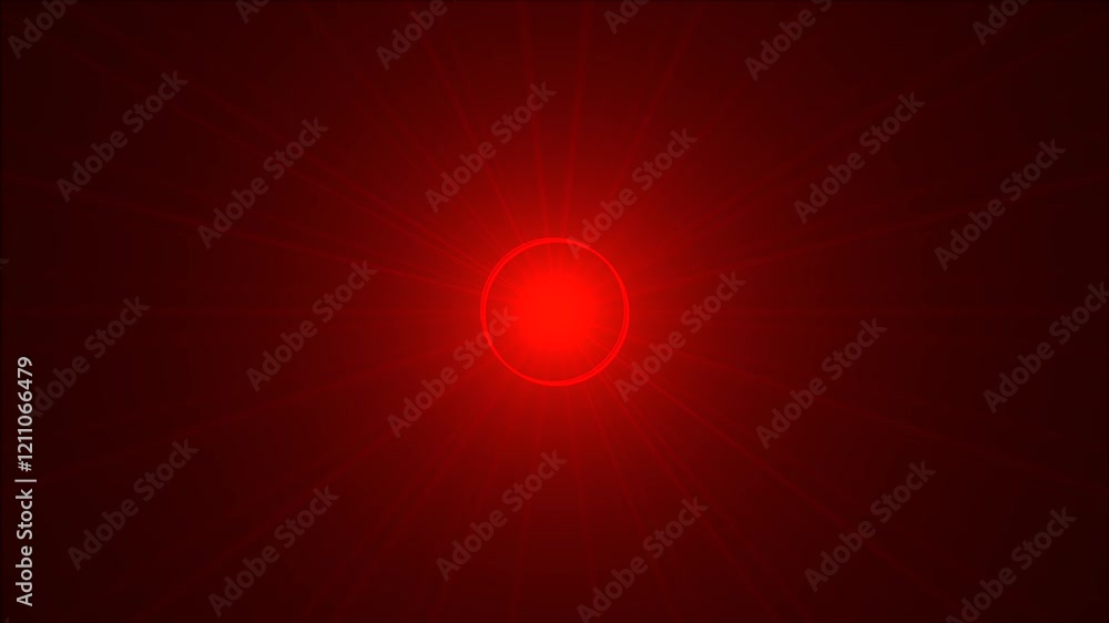 Poster red glowing sphere with light rays animation