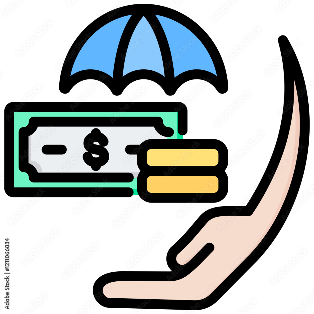 Poster hedging outline color icon