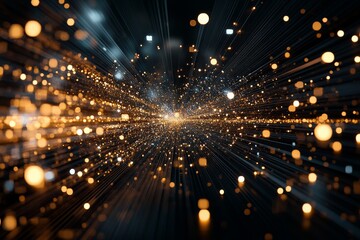 Obraz premium Digital light particles radiate in a cosmic space with vibrant colors and dynamic movements