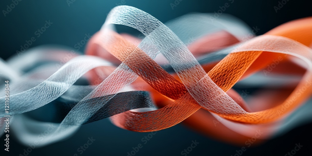 Poster colorful abstract ribbons intertwining in an artistic display with a soft focus background