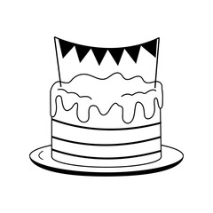 Birthday cake with colorful decoration for celebration at a festive gathering