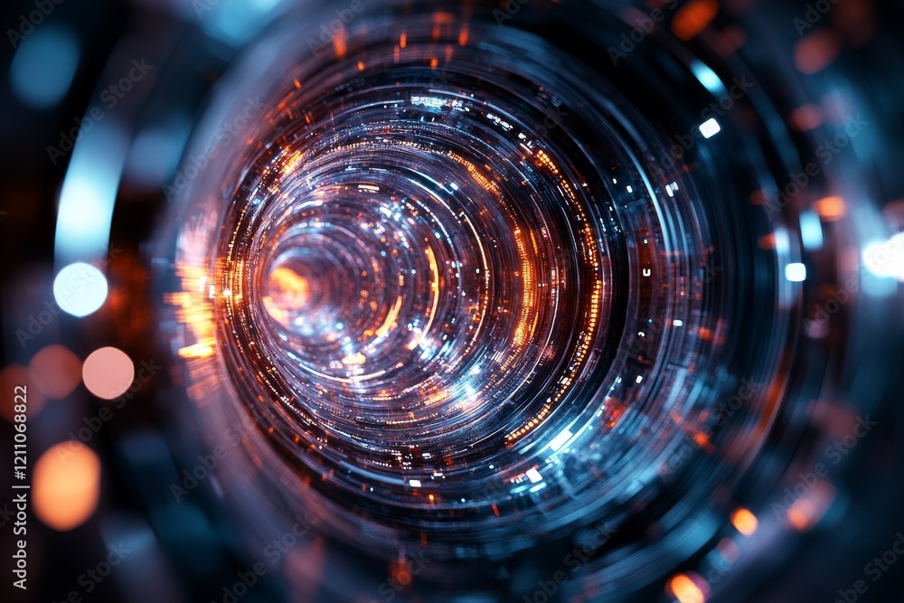 Poster vibrant swirl of light and technology creating a futuristic tunnel effect at night