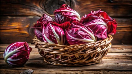Fototapeta premium Treviso Red Radicchio Basket: Vibrant Autumnal Food Photography