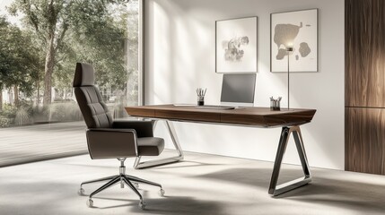 Modern Office Interior Design: Luxurious Desk and Ergonomic Chair