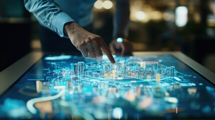 Interactive Cityscape Visualization: Futuristic Urban Planning on Holographic Display