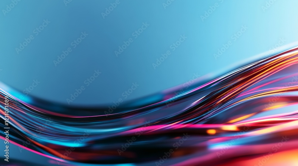 Poster colorful abstract wave patterns create a dynamic visual effect with vibrant hues and smooth textures
