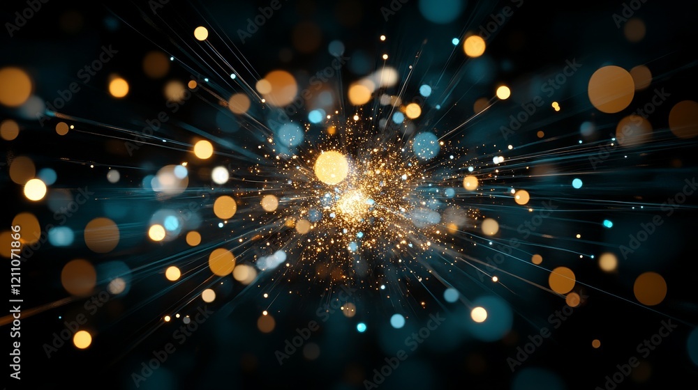 Poster dynamic explosion of bright particles creating a mesmerizing visual effect