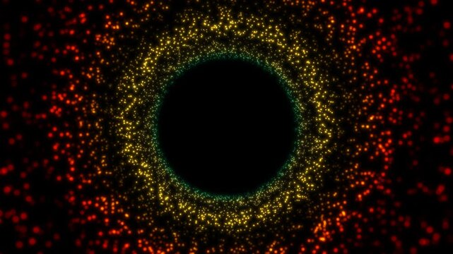 abstract looped dynamic garlands of luminous particles for decoration of Christmas and New Year's compositions. Abstract particle background with depth of field.