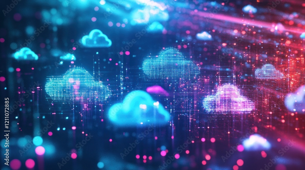 Poster digital cloud network: a futuristic visualization of data storage and connectivity