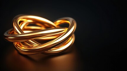 Fototapeta premium Intricate golden knot sculpture on a dark background