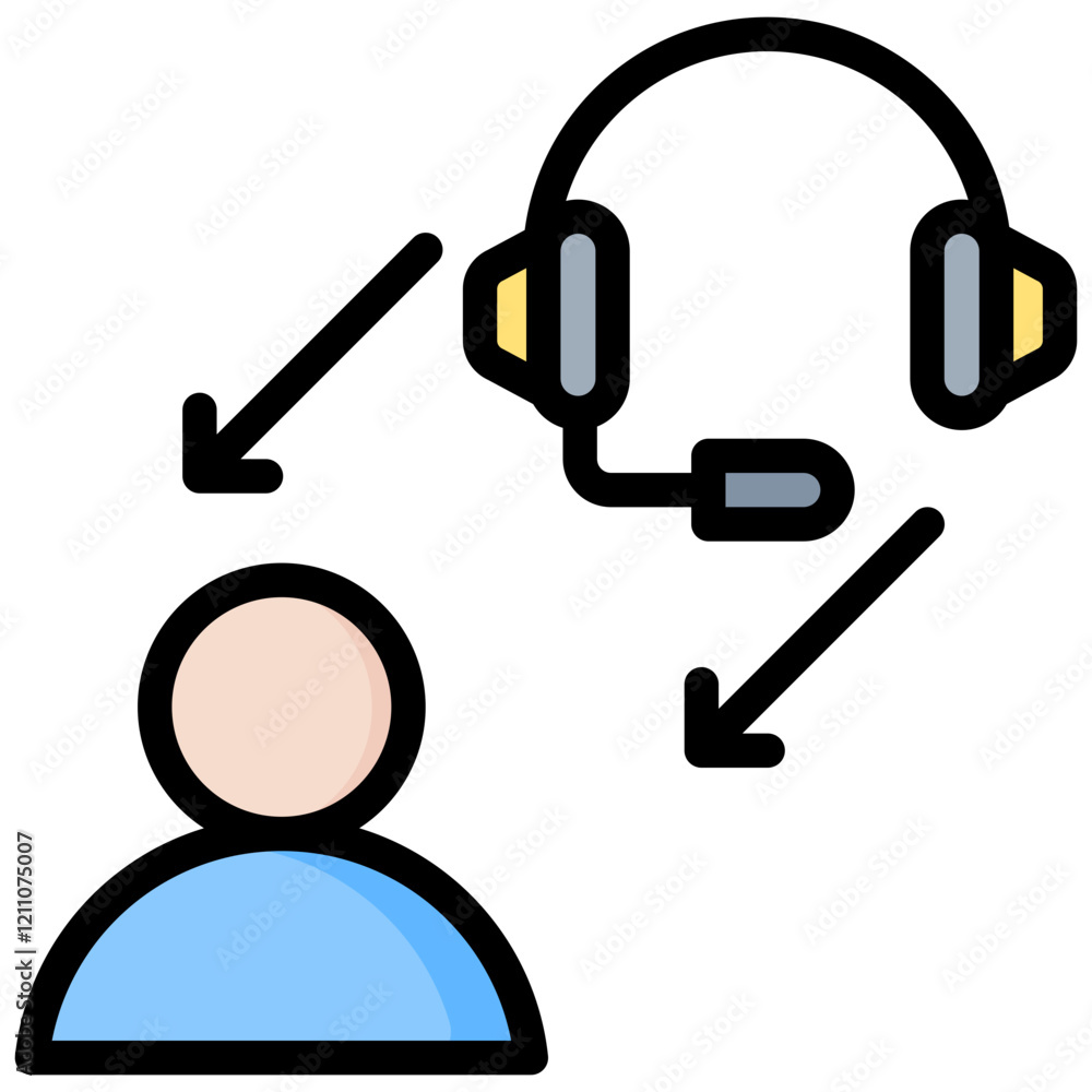 Poster tutoring support outline color icon