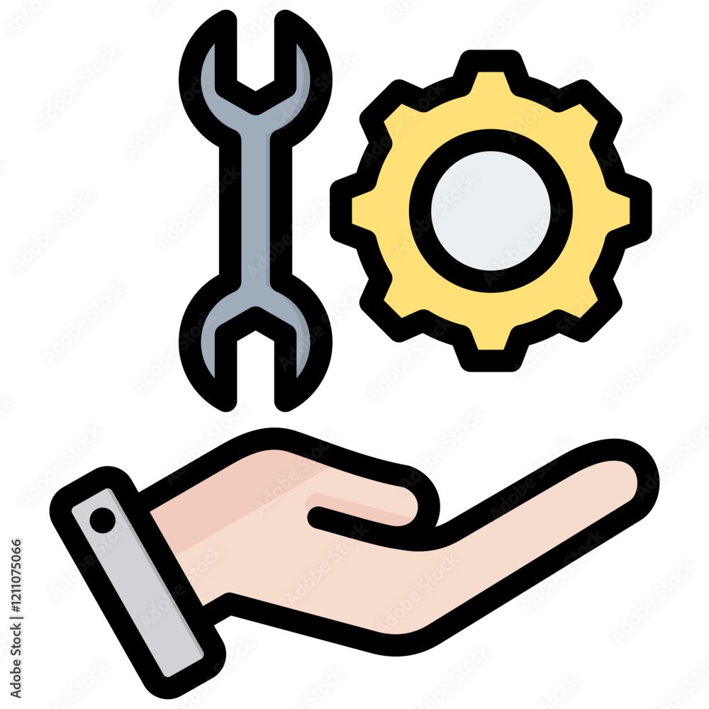 Poster technical support outline color icon