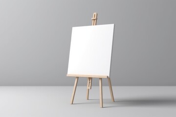 Blank Canvas on Wooden Easel Against Minimalist Grey Background