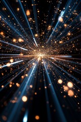 Obraz premium Bright particles and beams of light create a mesmerizing cosmic effect in deep space