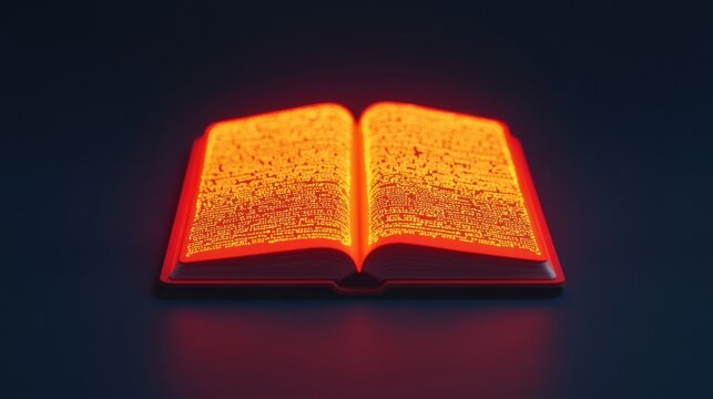 Digital Literacy Education Skills concept. Glowing Holy Bible in the Darkened Background with Radiant Illumination