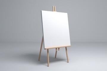 Blank Canvas on Wooden Easel in Minimalist Studio Setting