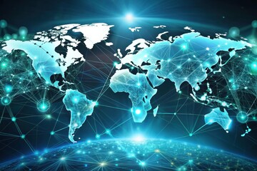 Global Network Connections A Visual Representation of Worldwide Interconnectivity and Data Exchange