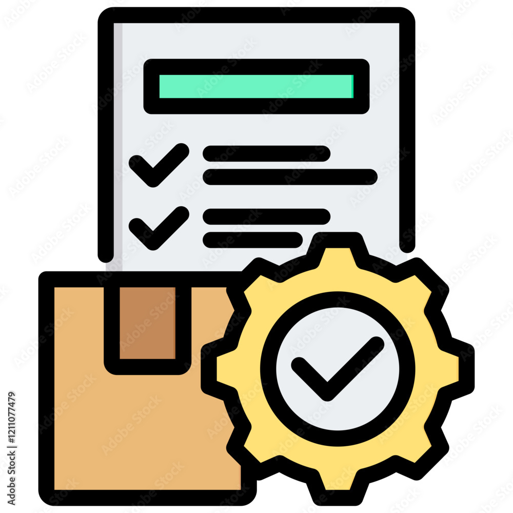 Poster quality control outline color icon