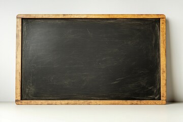 Empty Chalkboard with Wooden Frame on Neutral Background