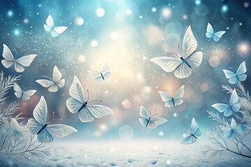 Frosted Wings Dancing in a Winter Wonderland  Ephemeral Beauty Among Sparkling Snow and Frozen Branches