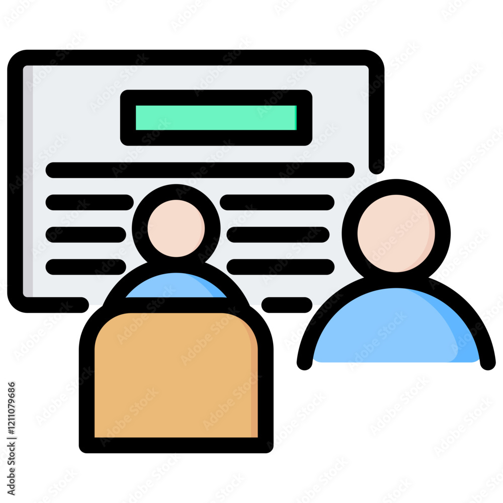 Poster practical training outline color icon