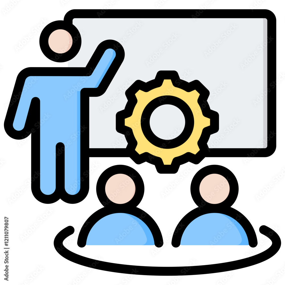 Aufkleber training workshop outline color icon