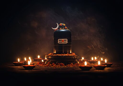 Happy Maha Shivaratri festival template design with creative Font Design
