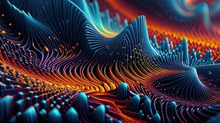 Naklejka premium Abstract Digital Artwork of Colorful Organic Patterns and Textured Waves
