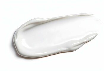 White cosmetic cream texture. Lotion smear. Creamy skincare product swatch isolated on white background