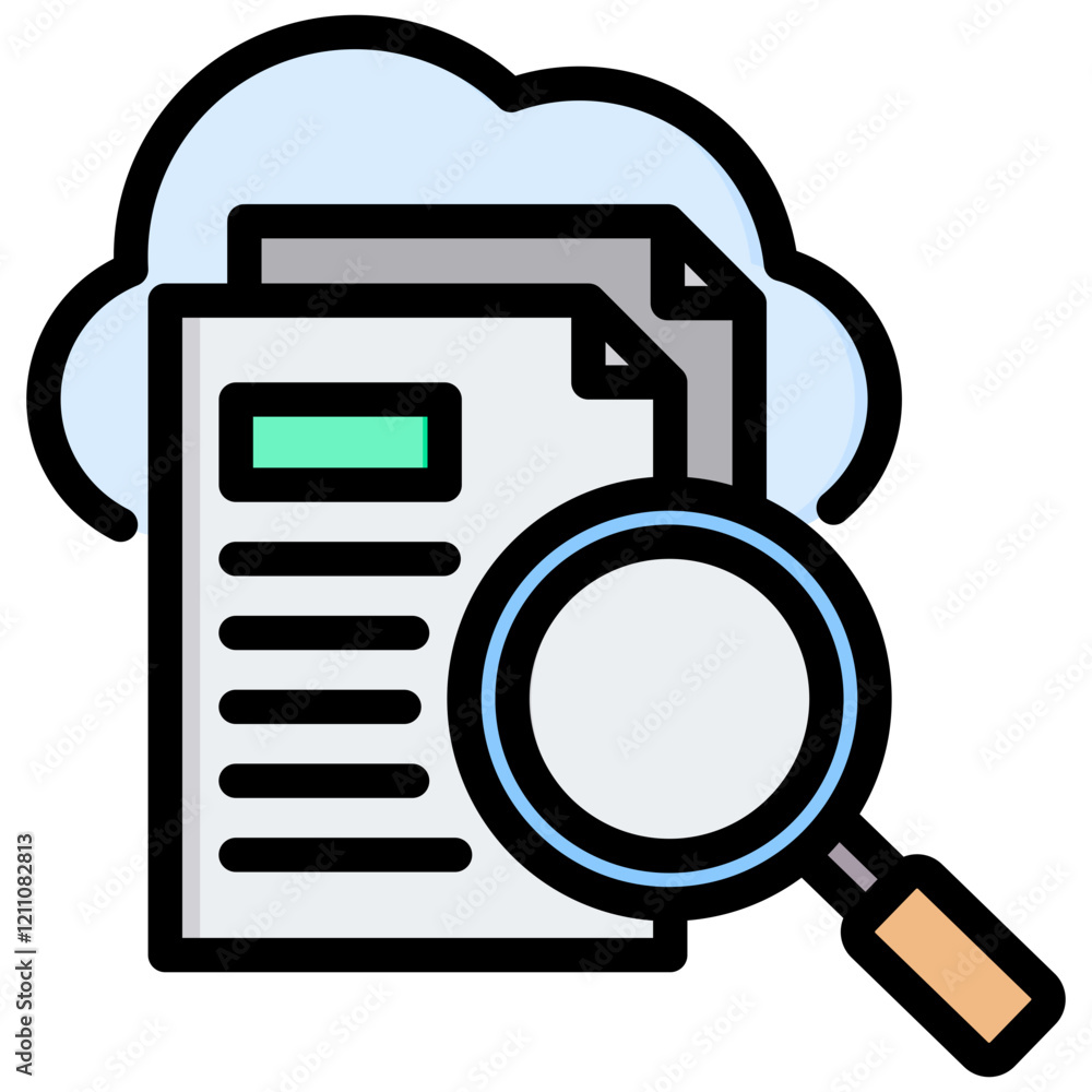 Poster study resources outline color icon