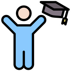 Graduation Ceremony Outline Color Icon
