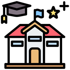 University Rankings Outline Color Icon