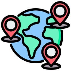 Global Campusess Outline Color Icon