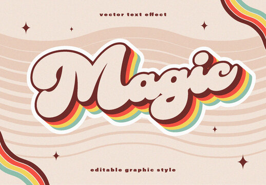 Beige and Brown Retro Text Groovy Font Vintage Text Effect