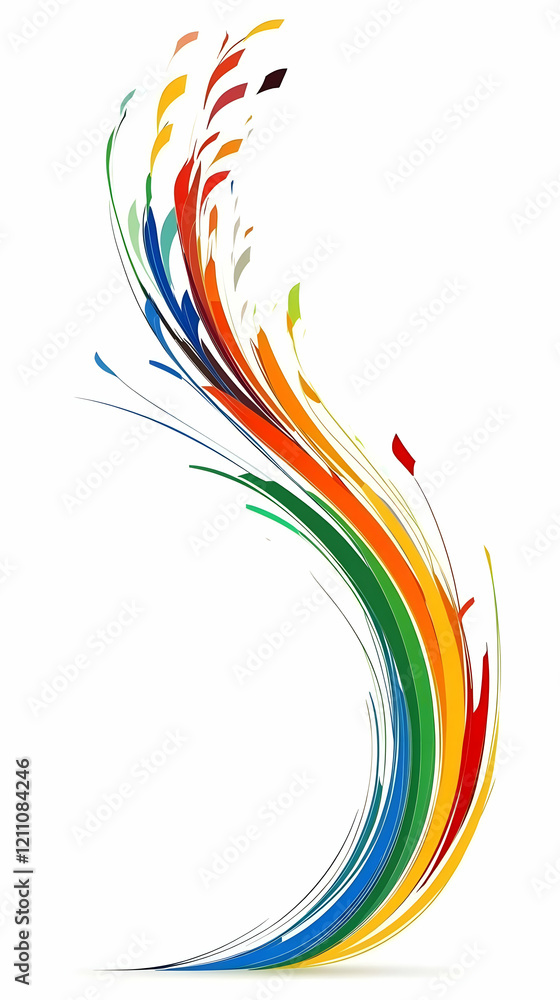 Poster colorful abstract swirls dance dynamically across a white canvas
